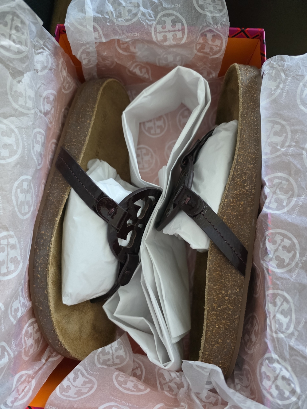 Tory Burch Miller Cloud Leather Thong Sandals (In Color Plum)